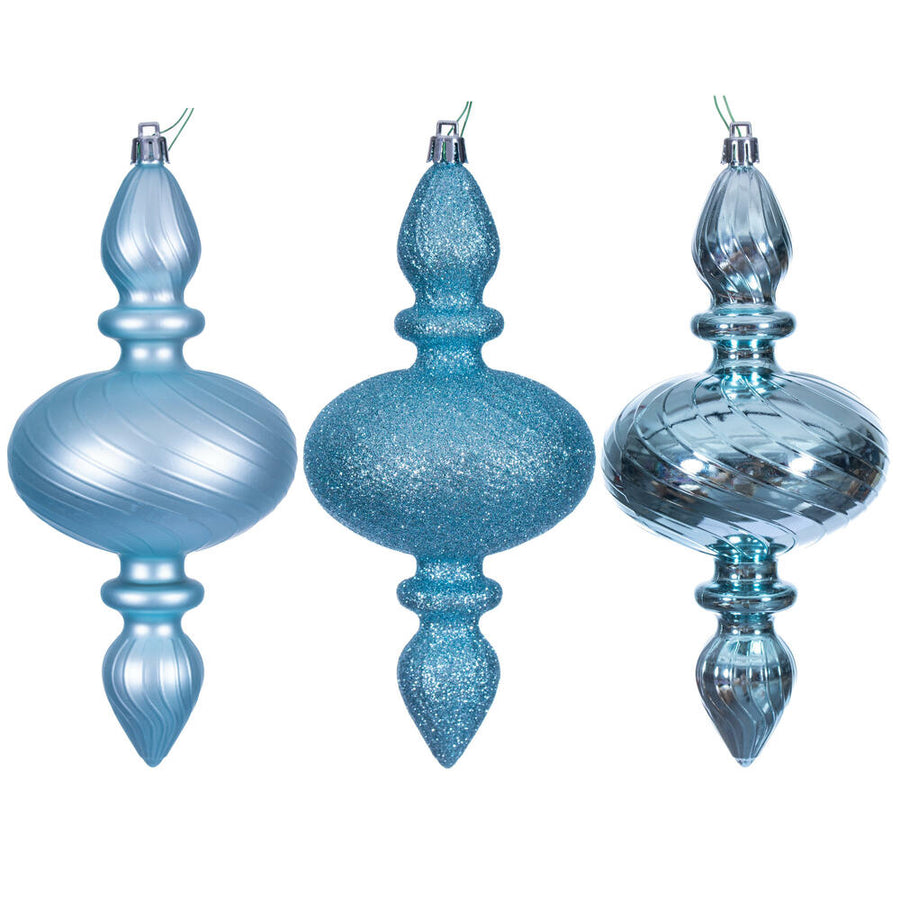8.2" Baby Blue Swirl Finial Orn