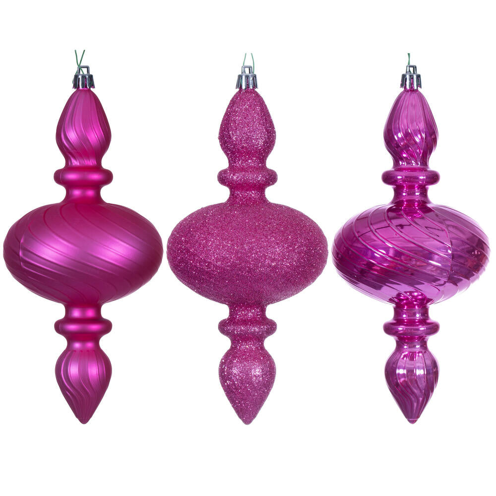 8.2" Hot Pink Swirl Finial Orn