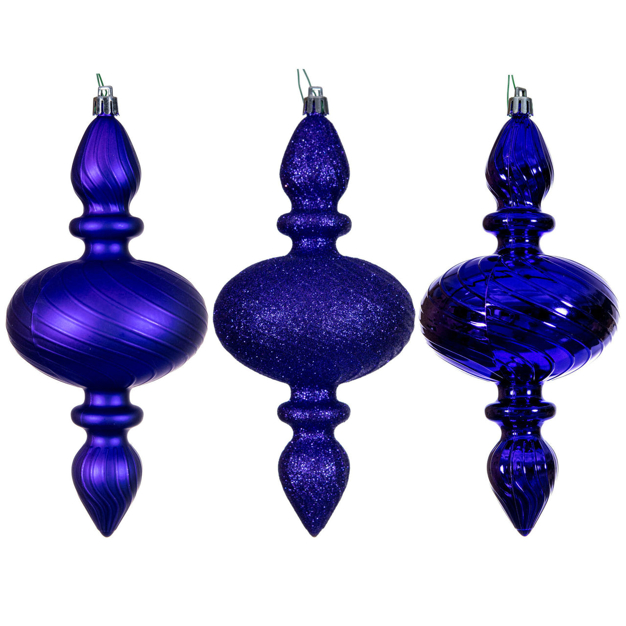 8.2" Purple Swirl Finial Orn 3/Asst