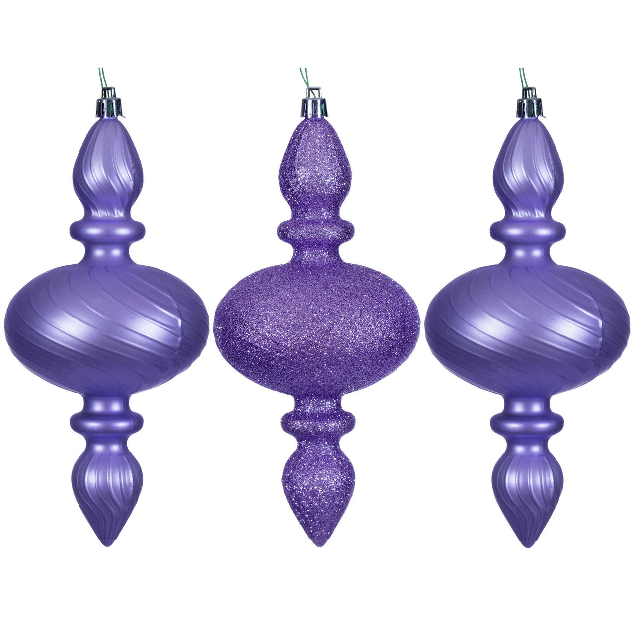 8.2" Lavender Swirl Finial Orn 3/Asst