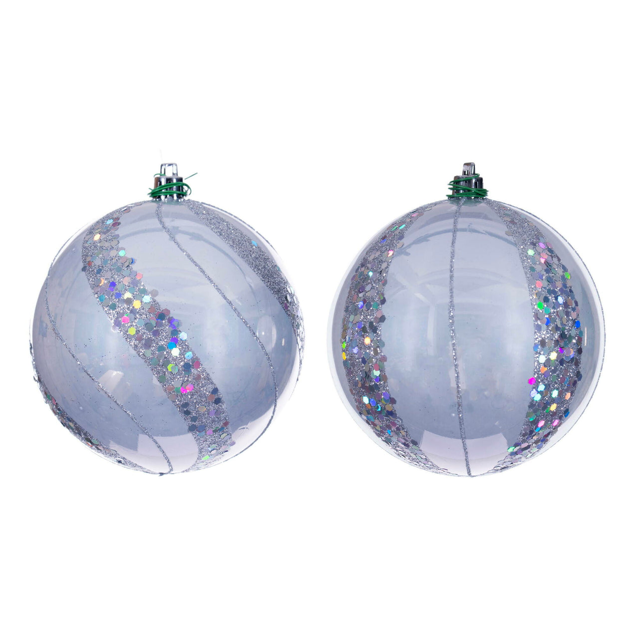 4" Silver Pearl Sequin Ball Orn 6/Asst