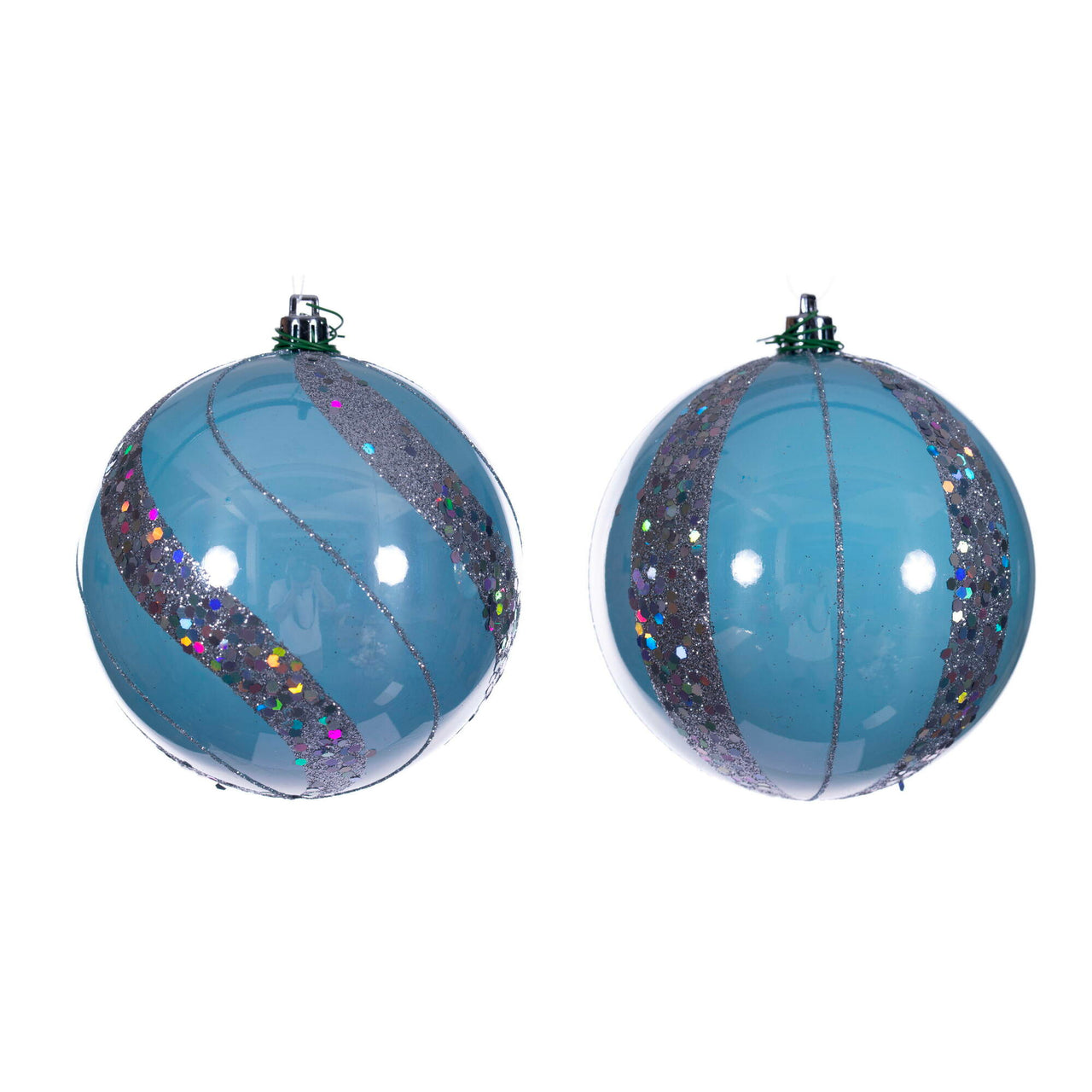 4" Baby Blue Pearl Sequin Ball Orn 6/Ass