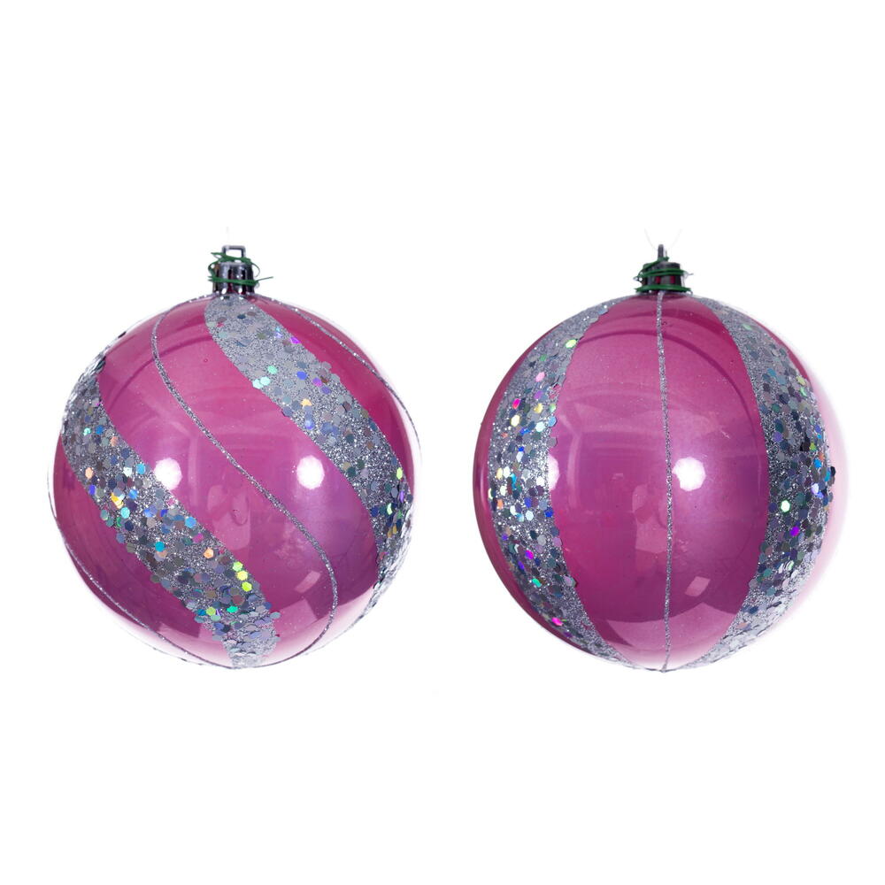 4" Pink Pearl Sequin Ball Orn