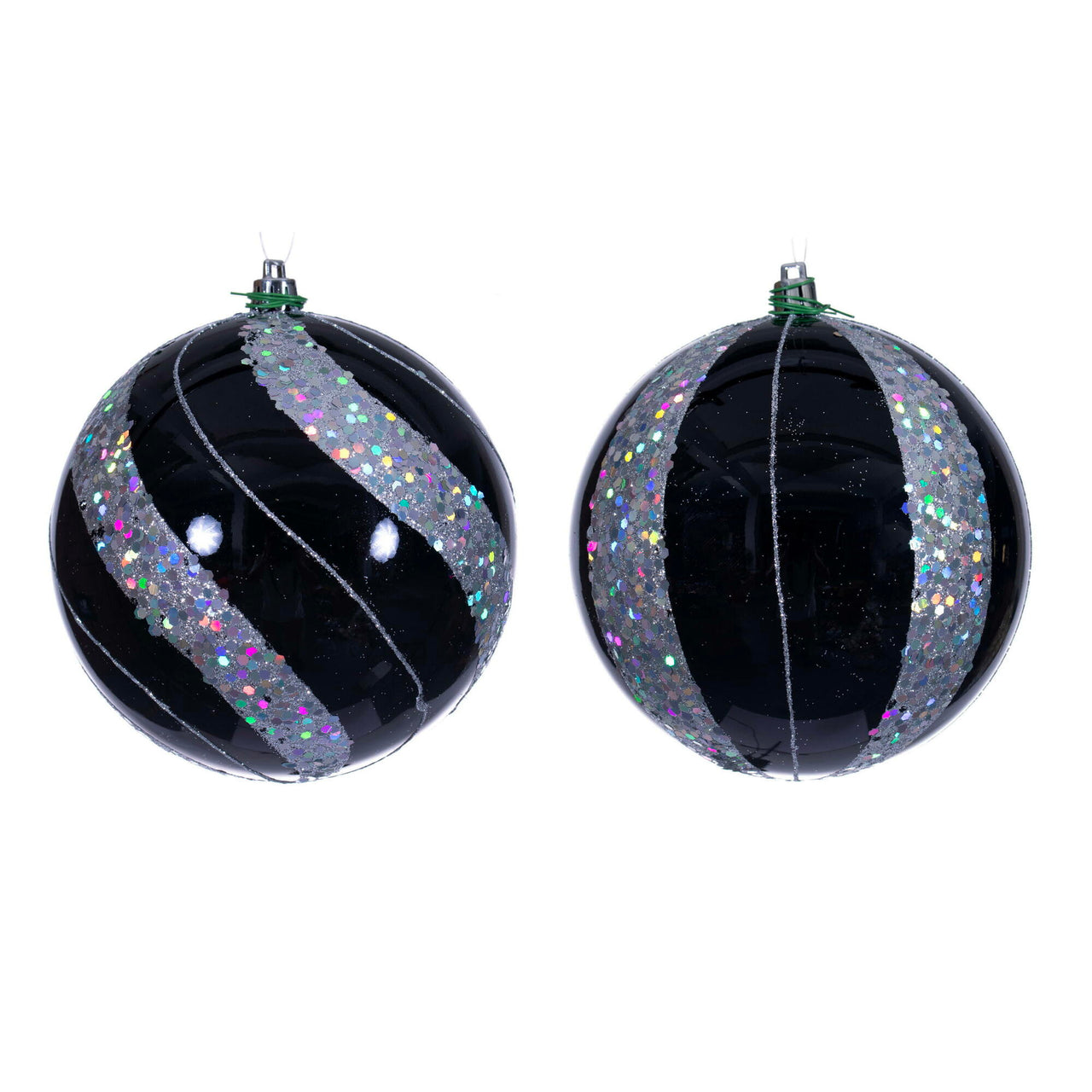 4.75" Black Pearl Sequin Ball Orn 4/Asst