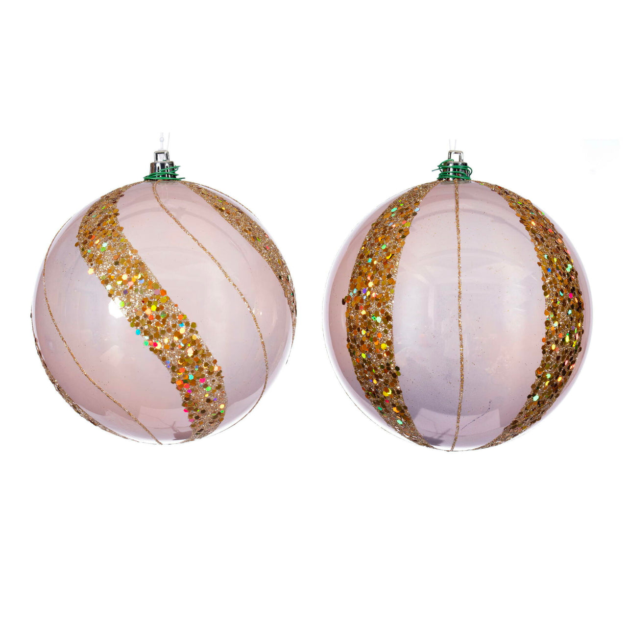 4.75" Rose Gold Pearl Ball Orn 4/Asst