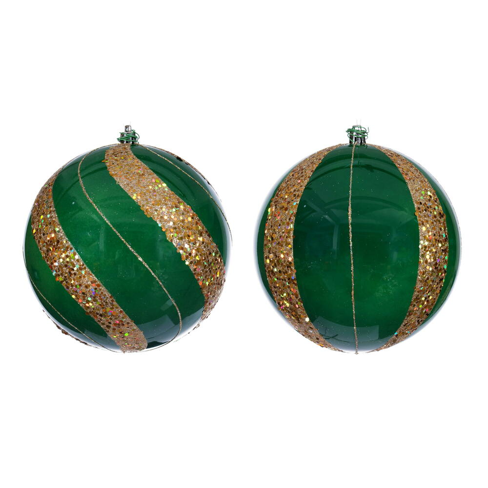 6" Green Pearl Sequin Ball Orn