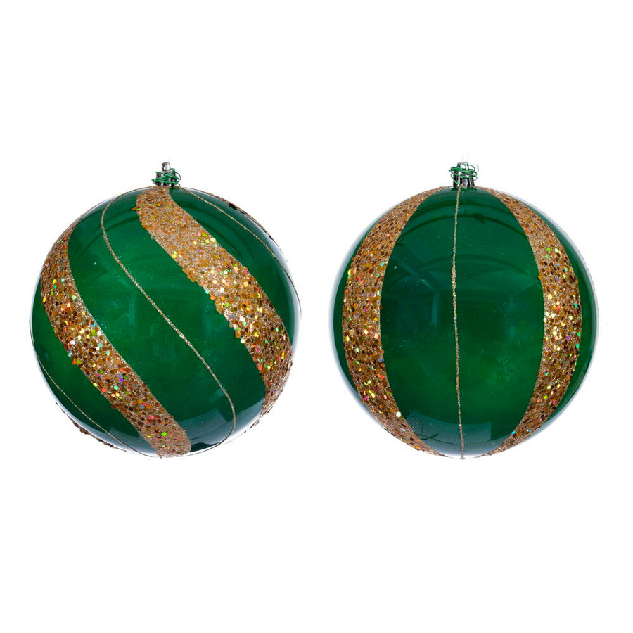 6" Green Pearl Sequin Ball Orn