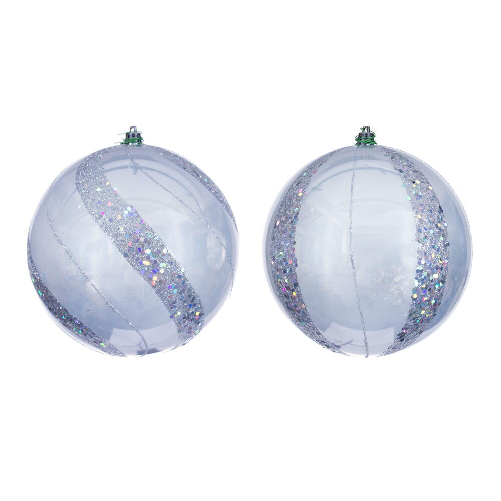 6" Silver Pearl Sequin Ball Orn