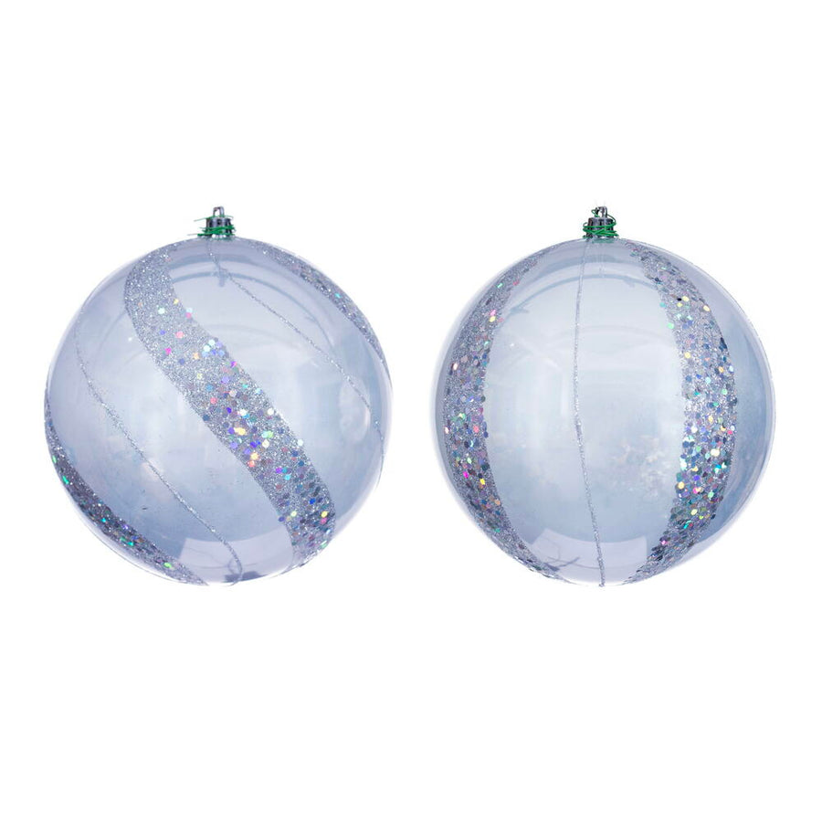 6" Silver Pearl Sequin Ball Orn