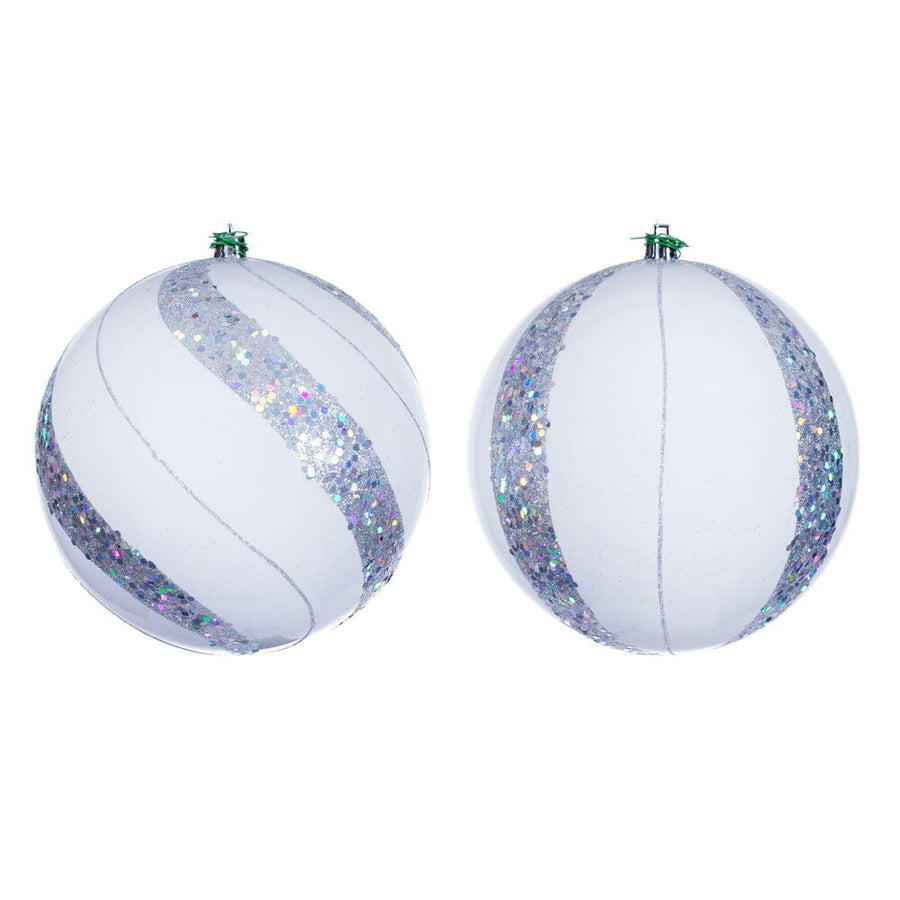 6" White Pearl Sequin Ball Orn