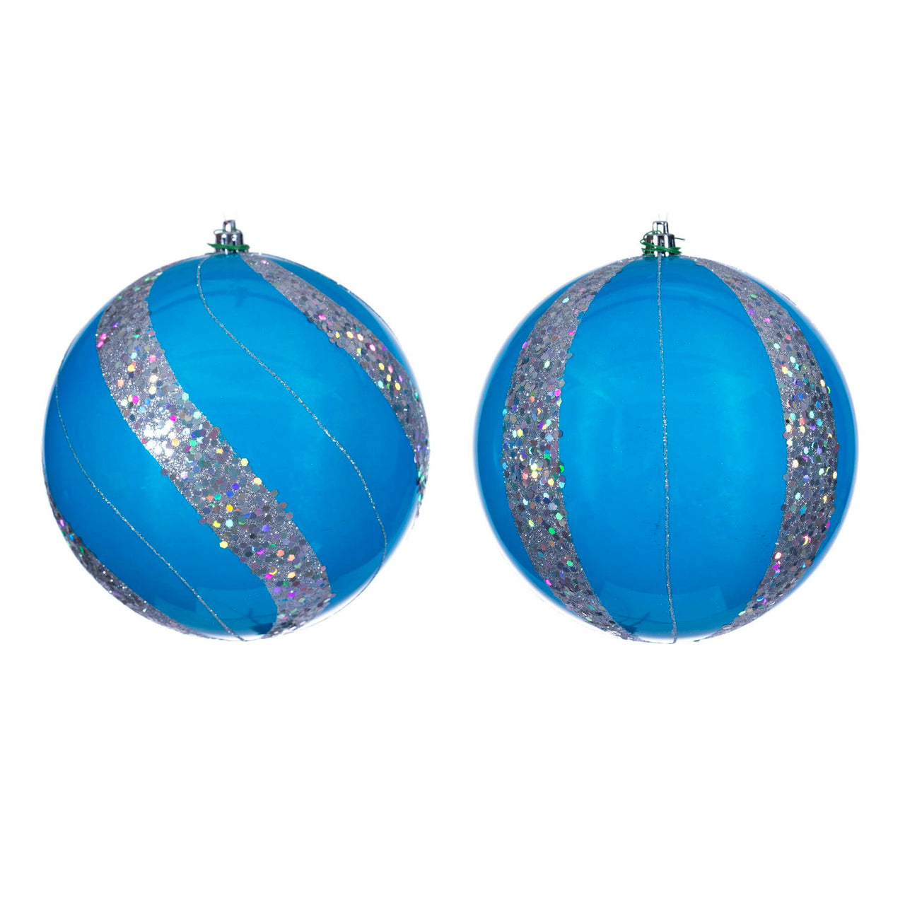 6" Turquoise Pearl Sequin Ball Orn 4/Ass