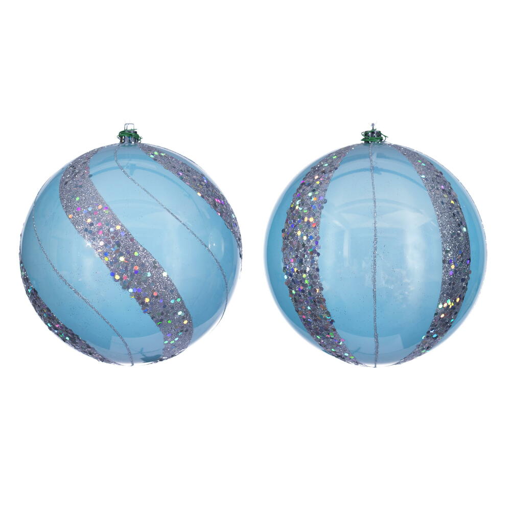 6" Baby Blue Pearl Sequin Ball Orn