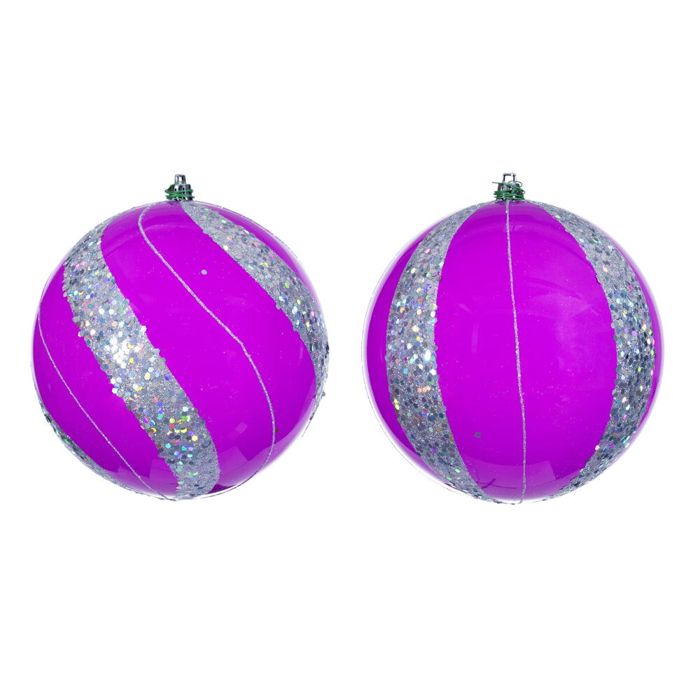 6" Hot Pink Pearl Sequin Ball Orn
