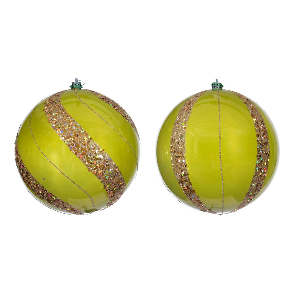 6" Lime Pearl Sequin Ball Orn