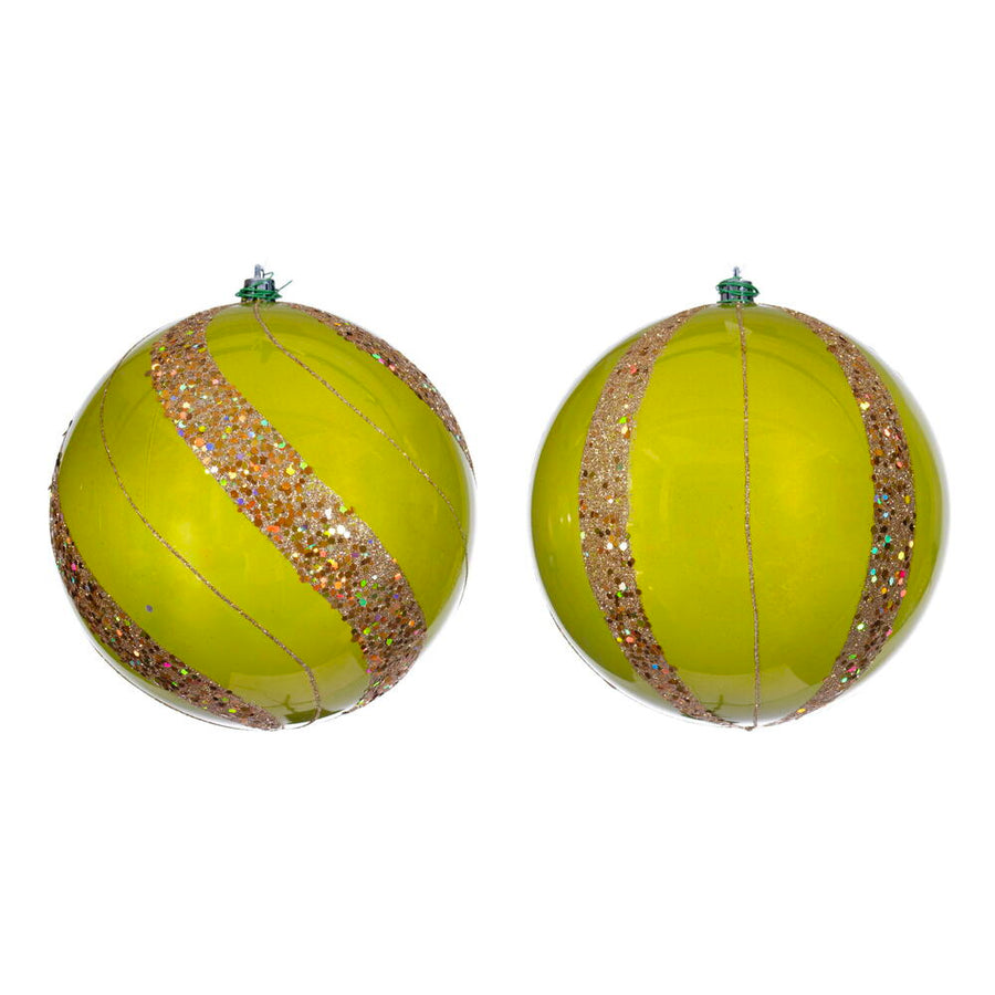 6" Lime Pearl Sequin Ball Orn