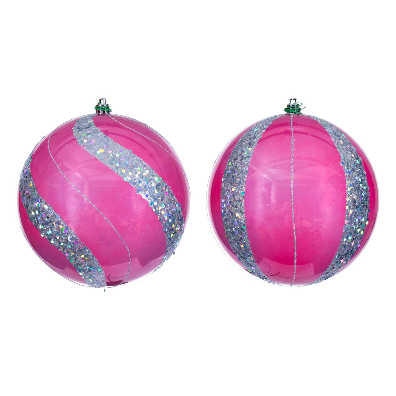 6" Pink Pearl Sequin Ball Orn 4/Asst