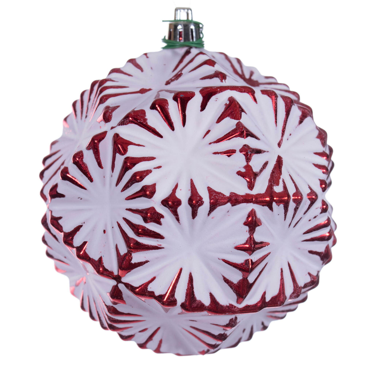 4" Red Etch Prism White Brush Orn