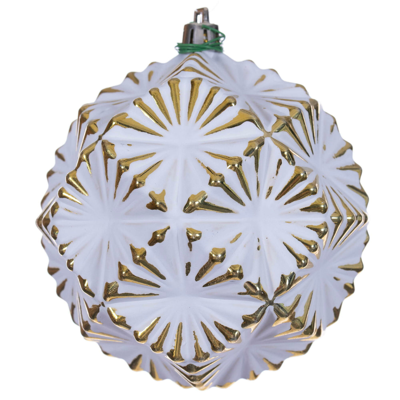 4" Gold Etch Prism White Brsh Orn