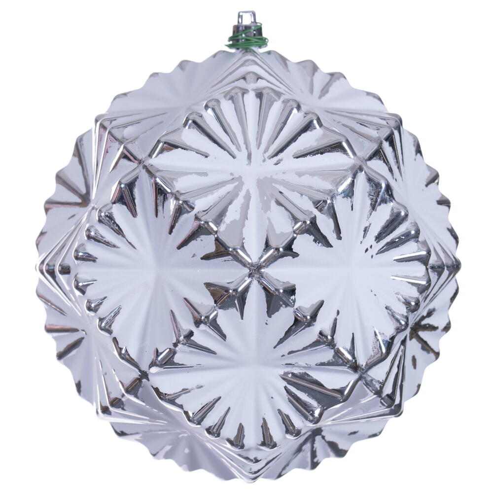 6" Silver Etch Prism White Brsh Orn