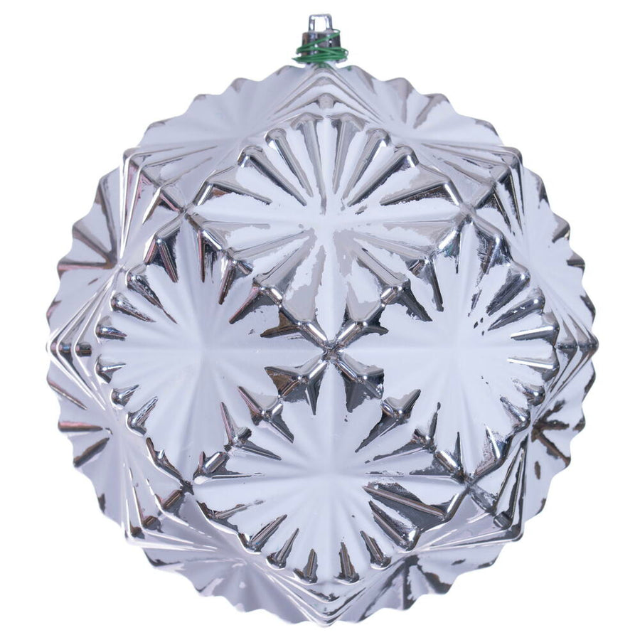 6" Silver Etch Prism White Brsh Orn