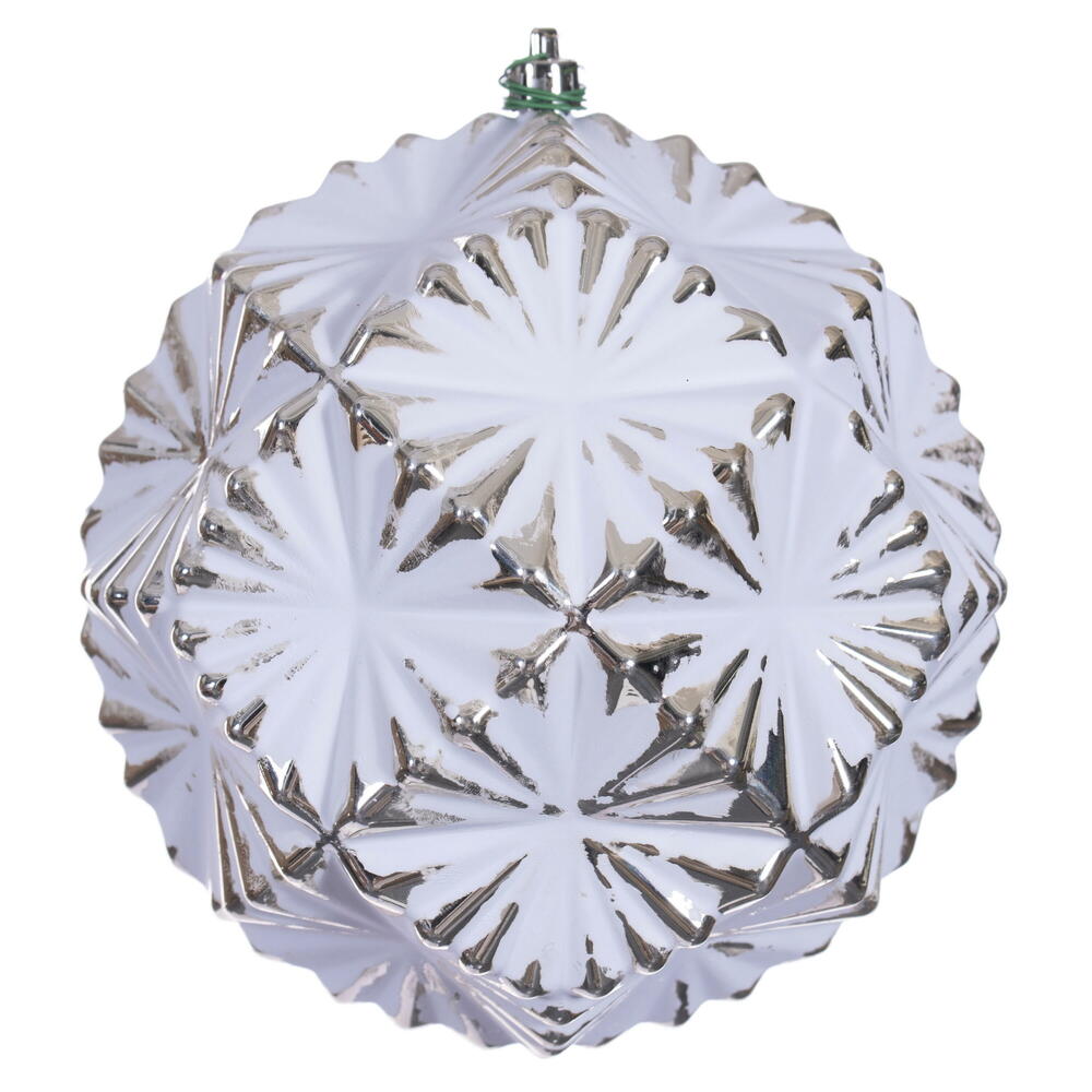6" Champ Etch Prism White Brsh Orn