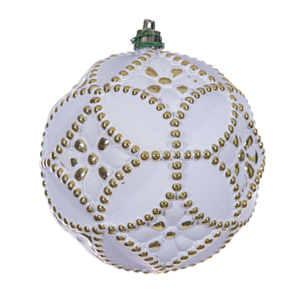 4" Gold Etch Antiq White Brsh Orn