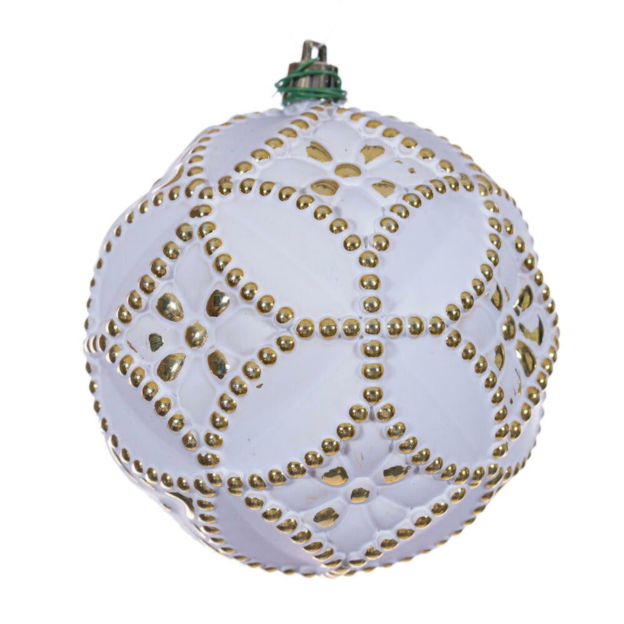 4" Gold Etch Antiq White Brsh Orn