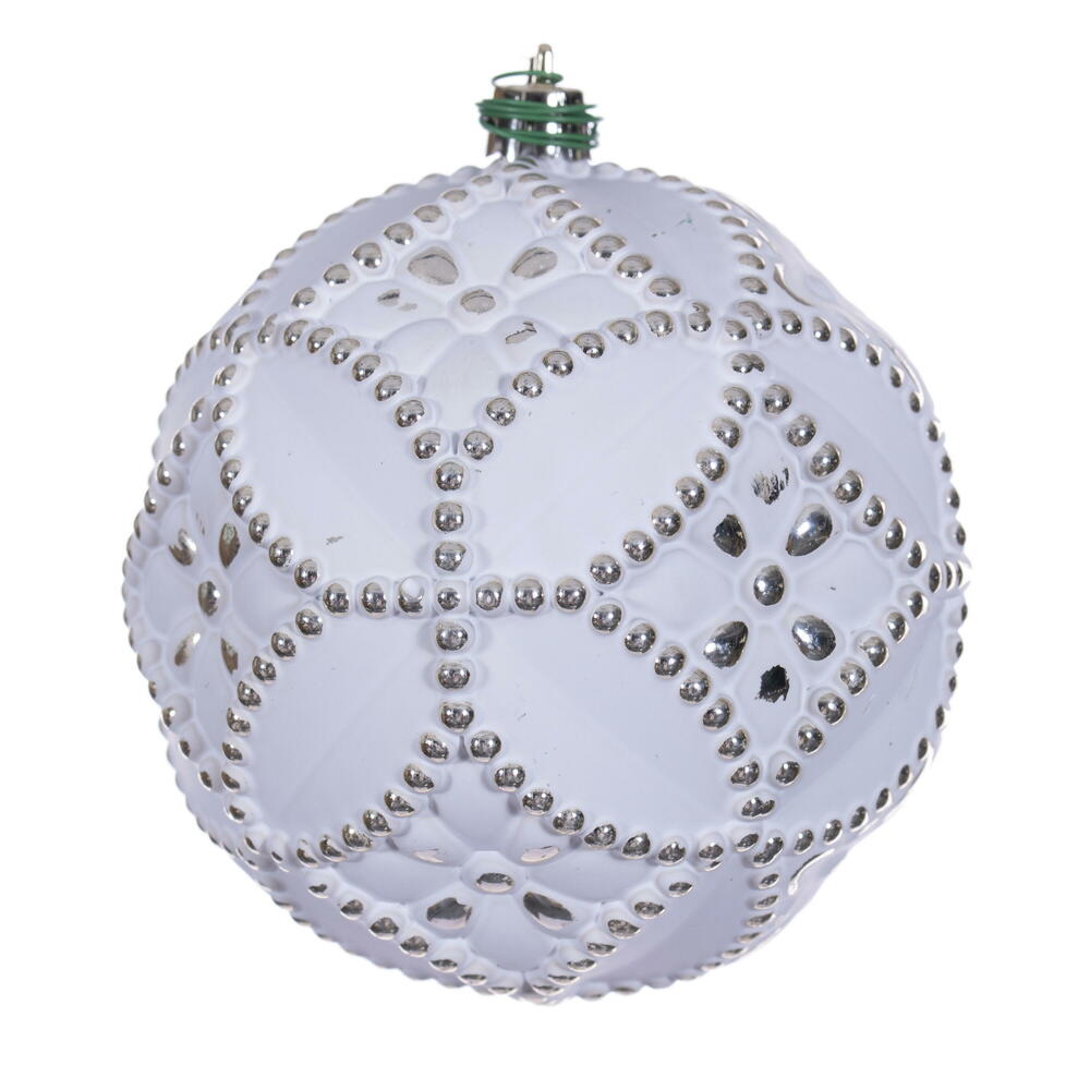 4" Champagne Etch Antiq White Brsh Orn 6