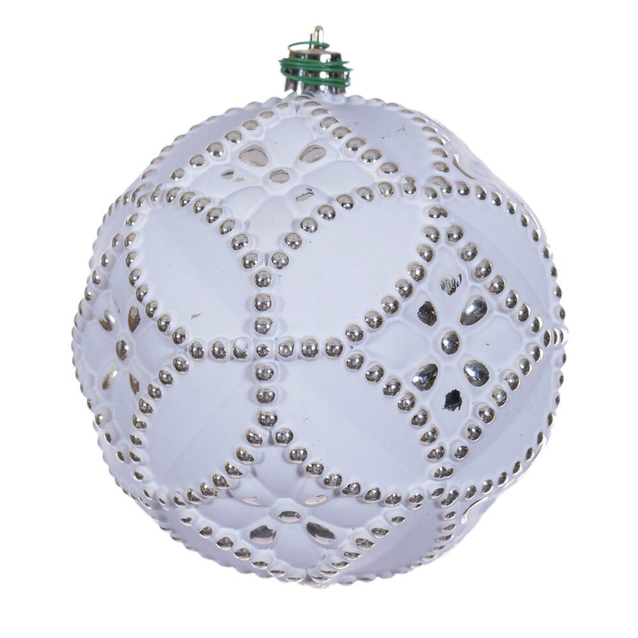4" Champagne Etch Antiq White Brsh Orn 6
