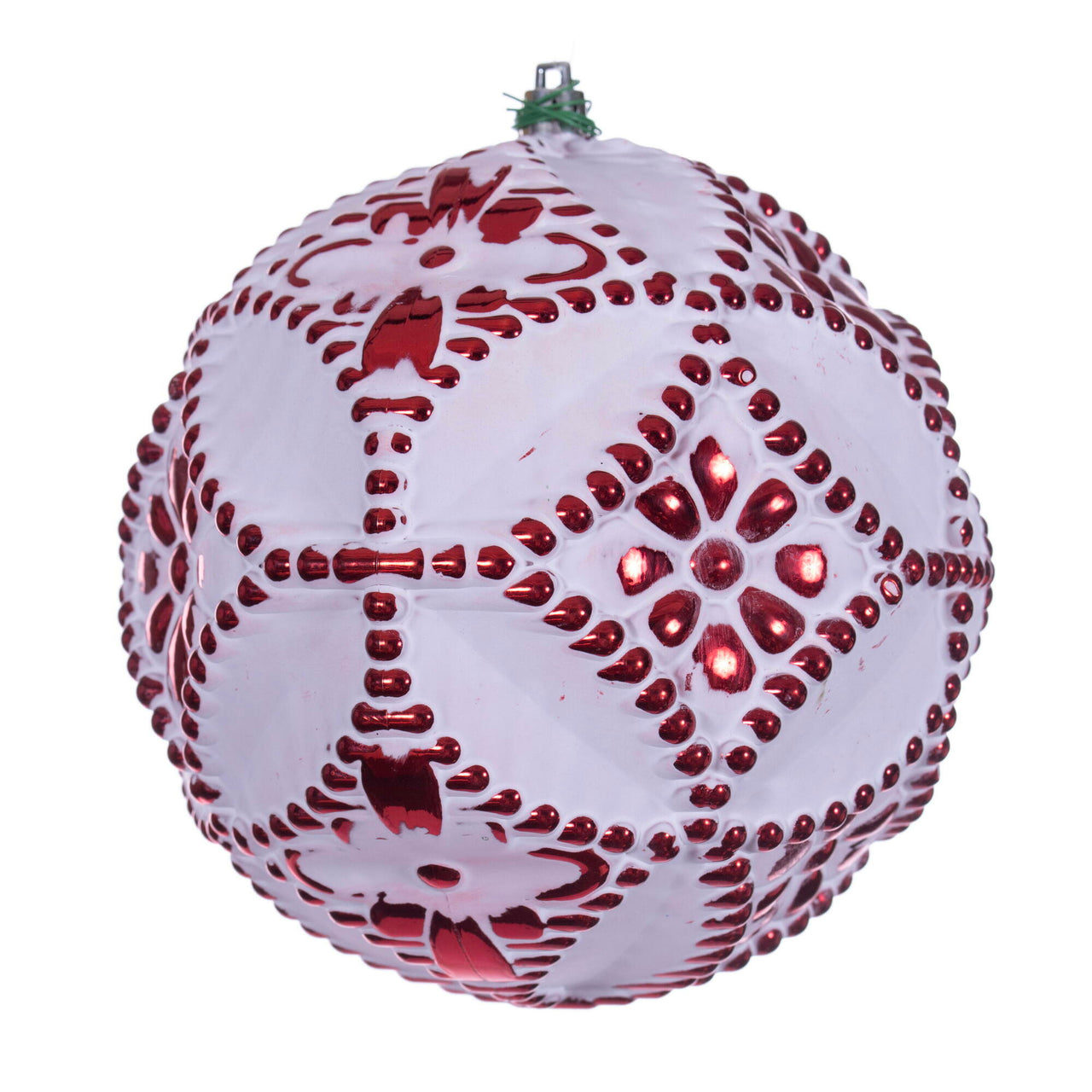 6" Red Etch Antiq White Brsh Orn