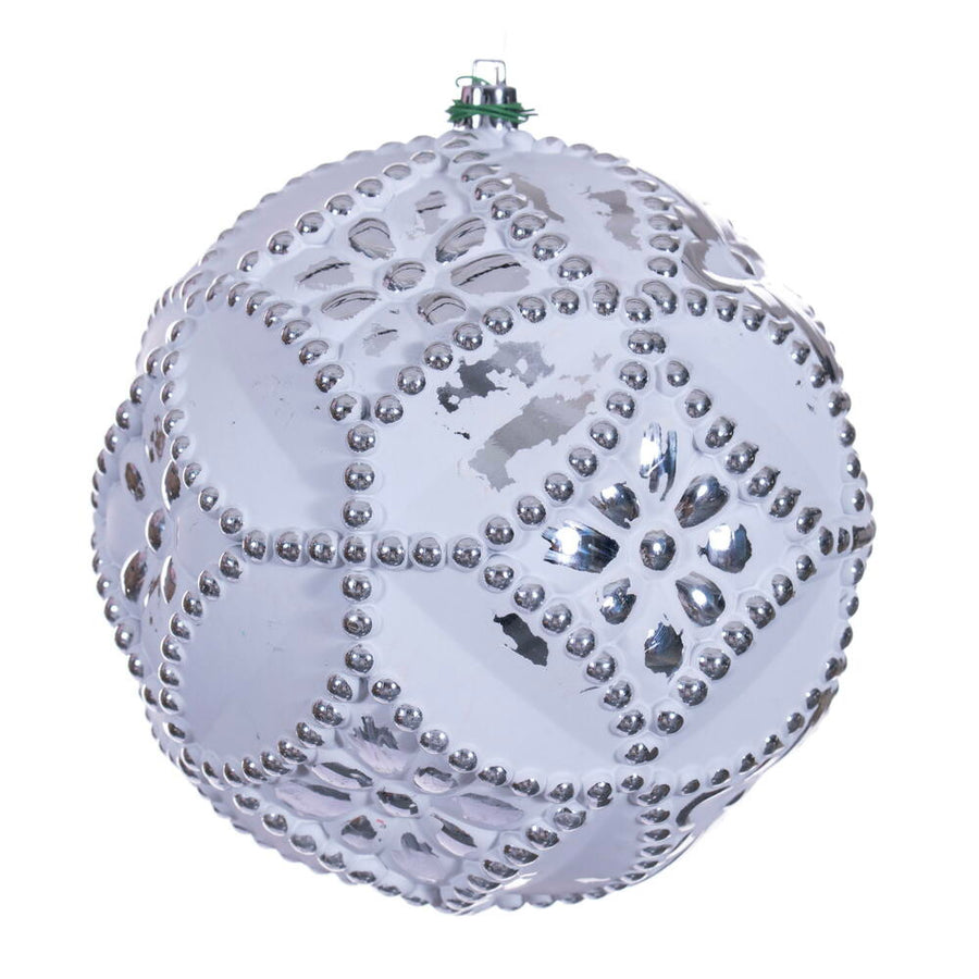 6" Silver Etch Antiq White Brsh Orn