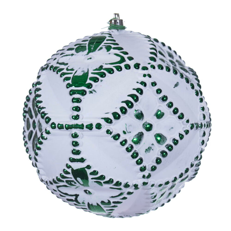 6" Emerald Etch Antiq White Brsh Orn