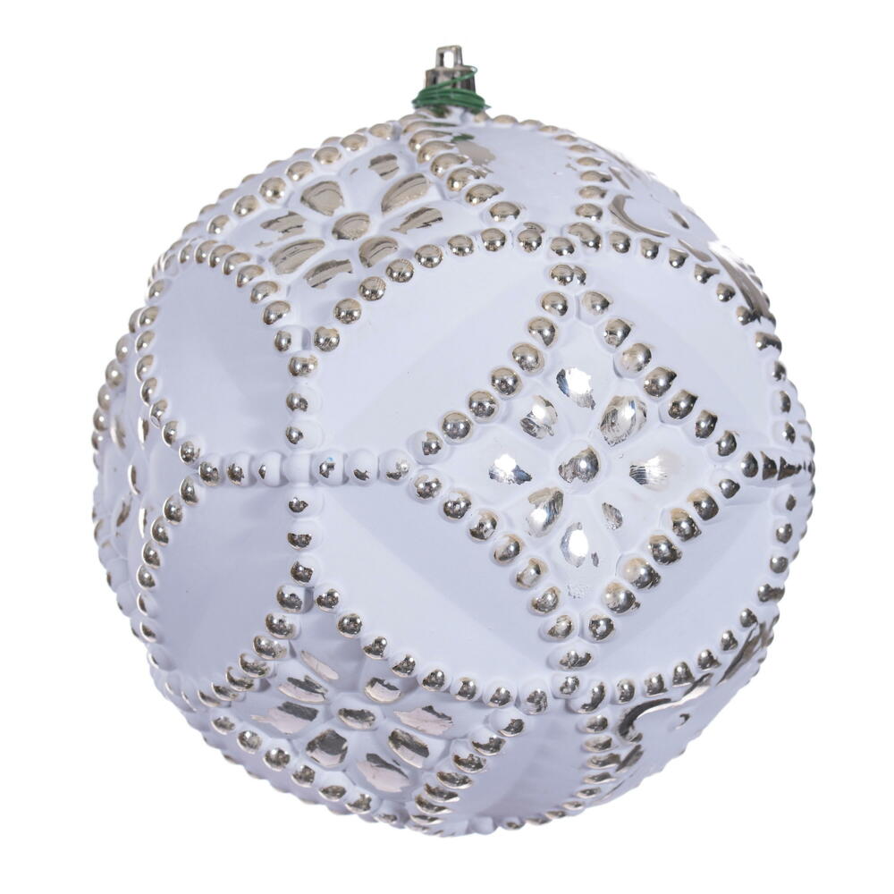 6" Champagne Etch Antiq White Brsh Orn 4