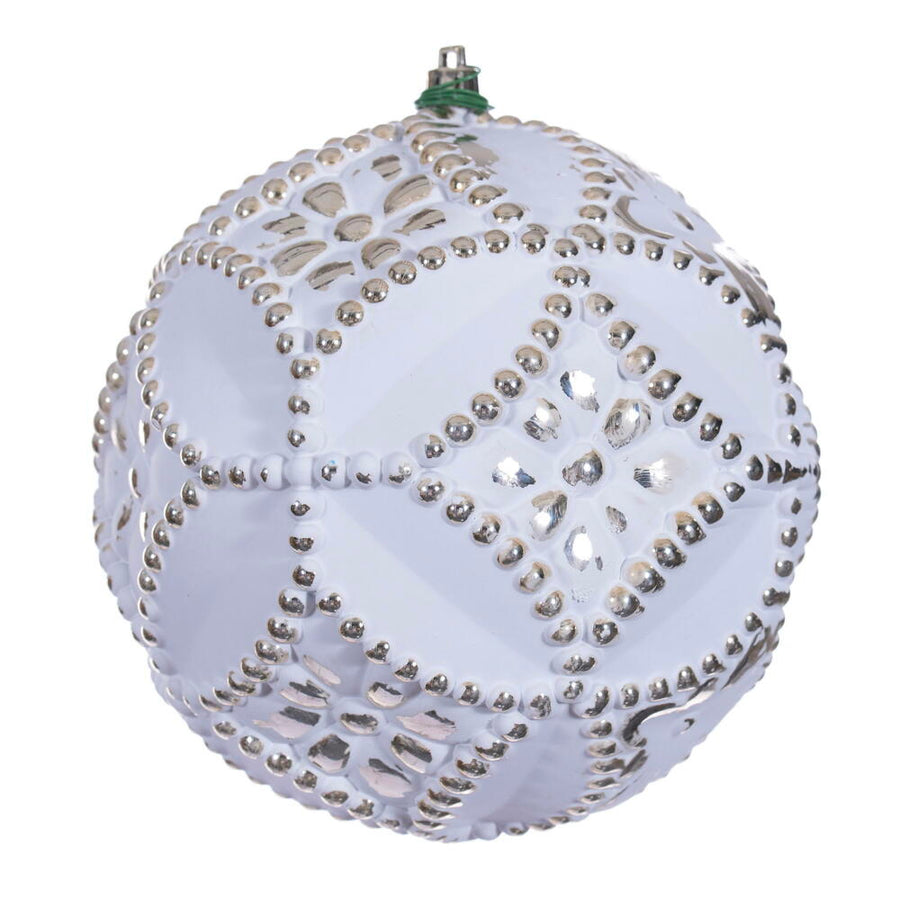 6" Champagne Etch Antiq White Brsh Orn 4