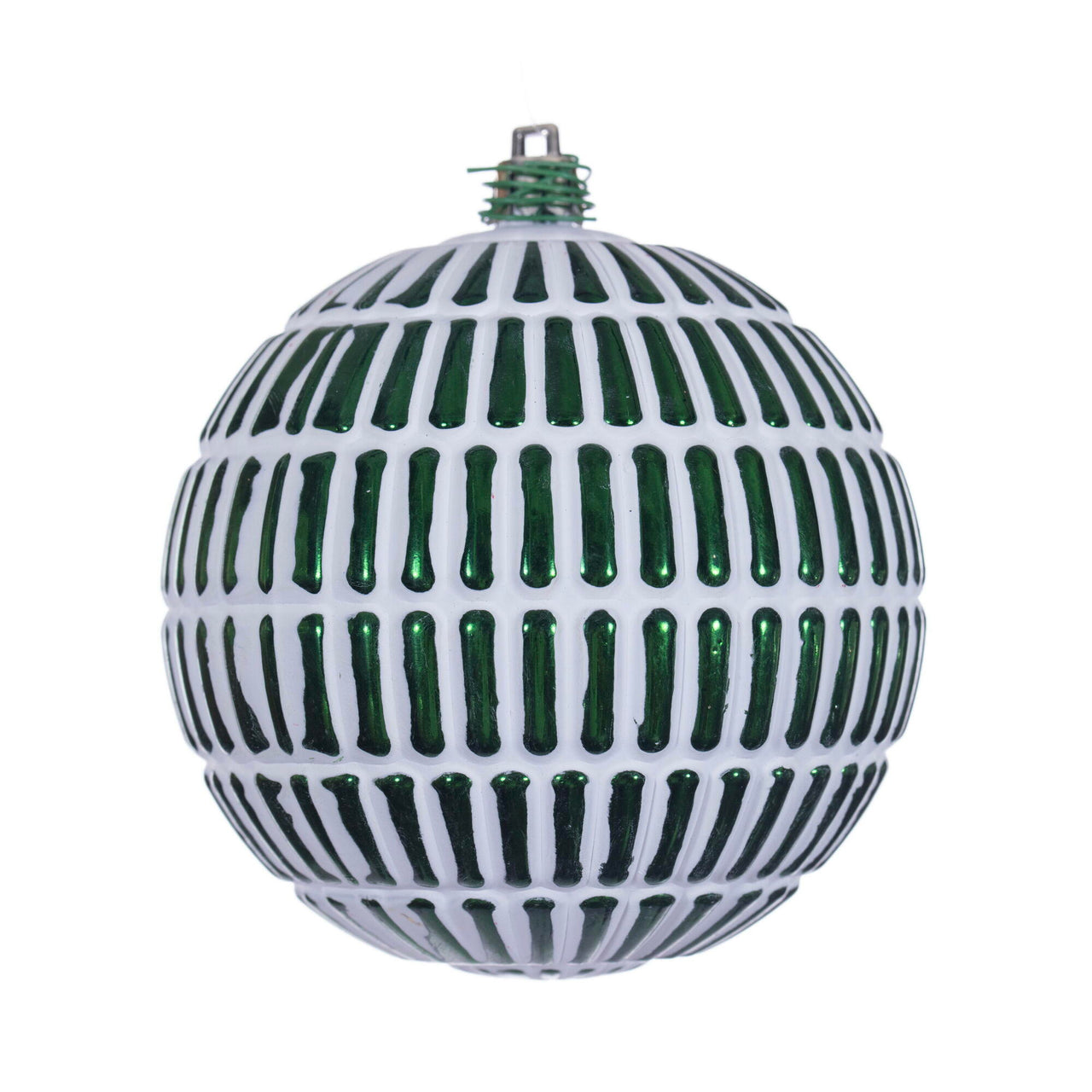 4" Emerald Etch Line White Brush Orn 6/B