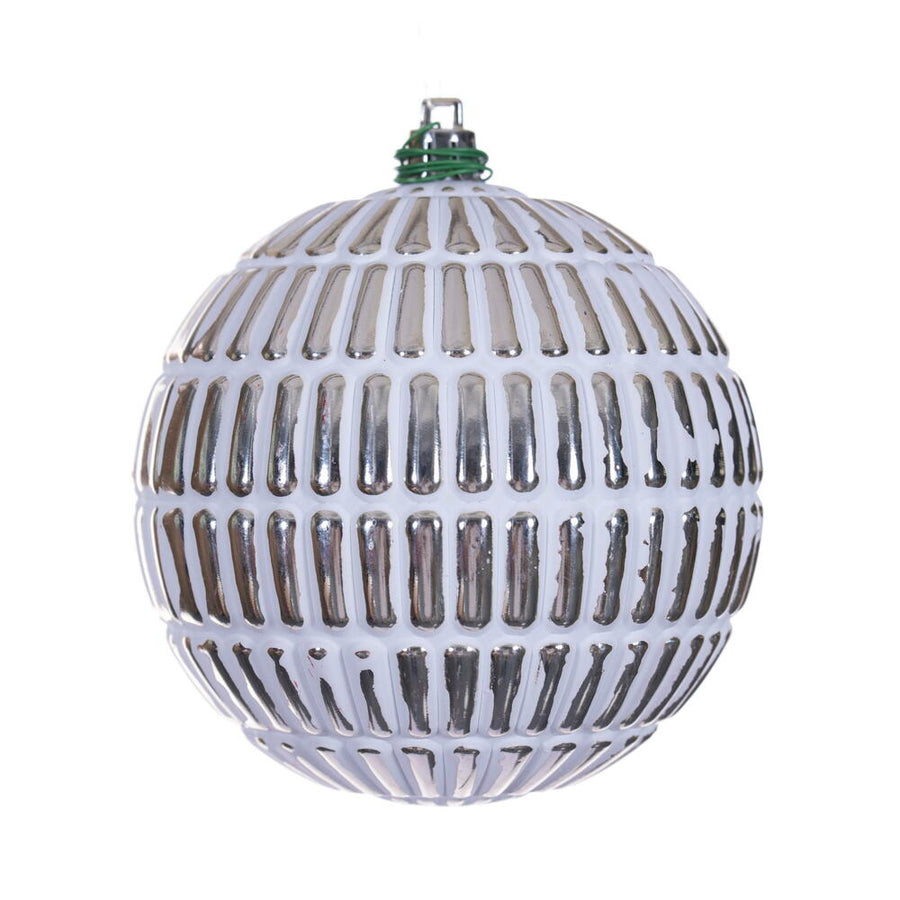 4" Champagne Etch Line White Brush Orn 6