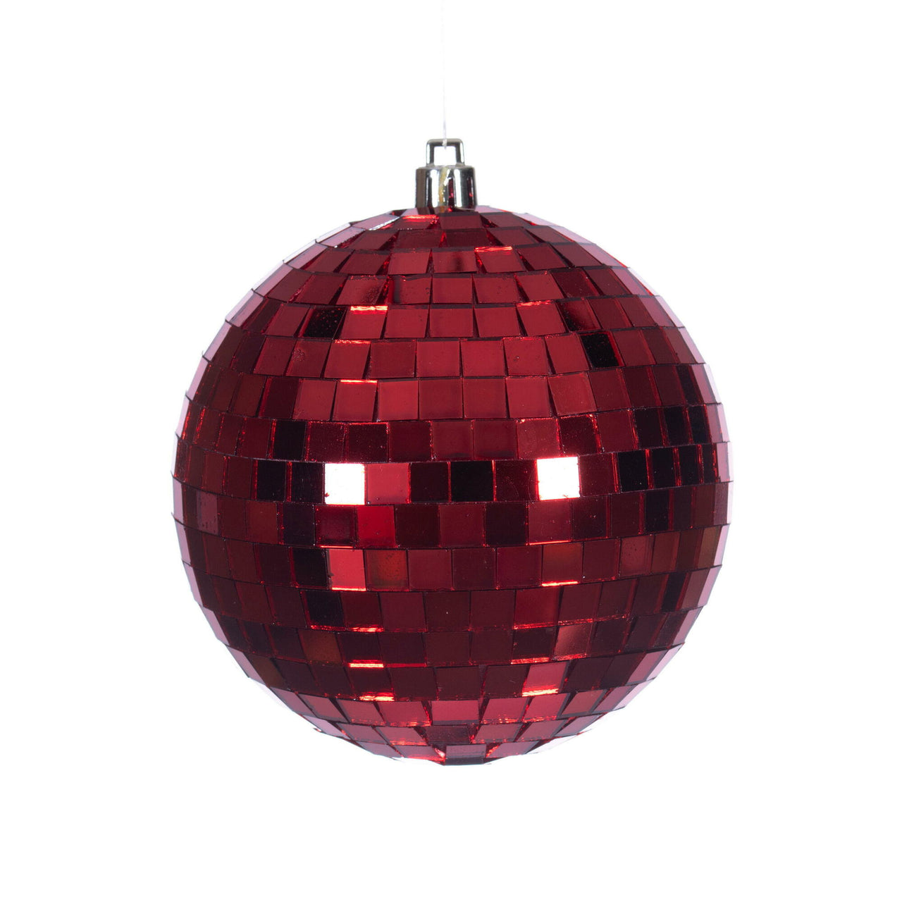4" Red Mirror Ball Ornament