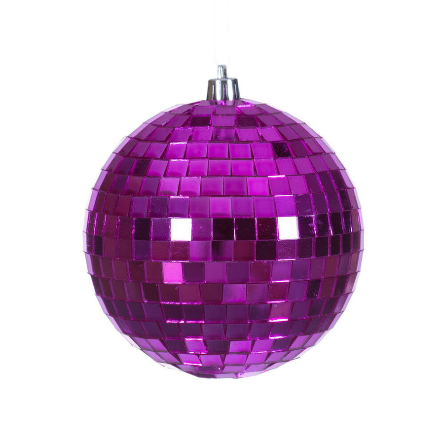4" Fuchsia Mirror Ball Ornament