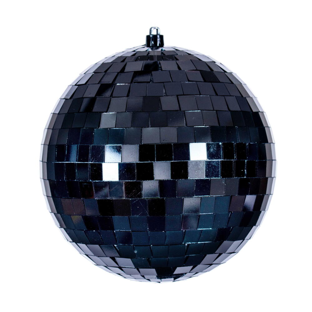 6" Black Mirror Ball Ornament