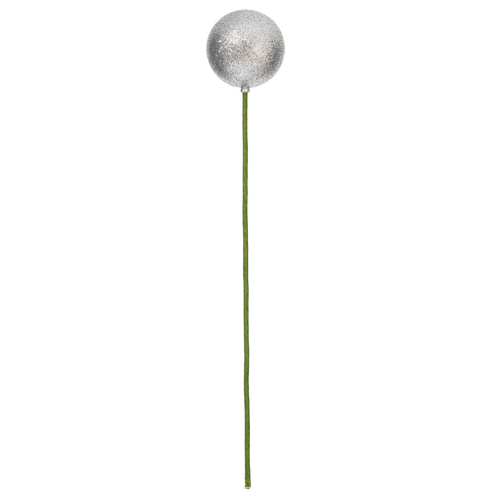 3" x 18" Silver Glitter Ball Stick