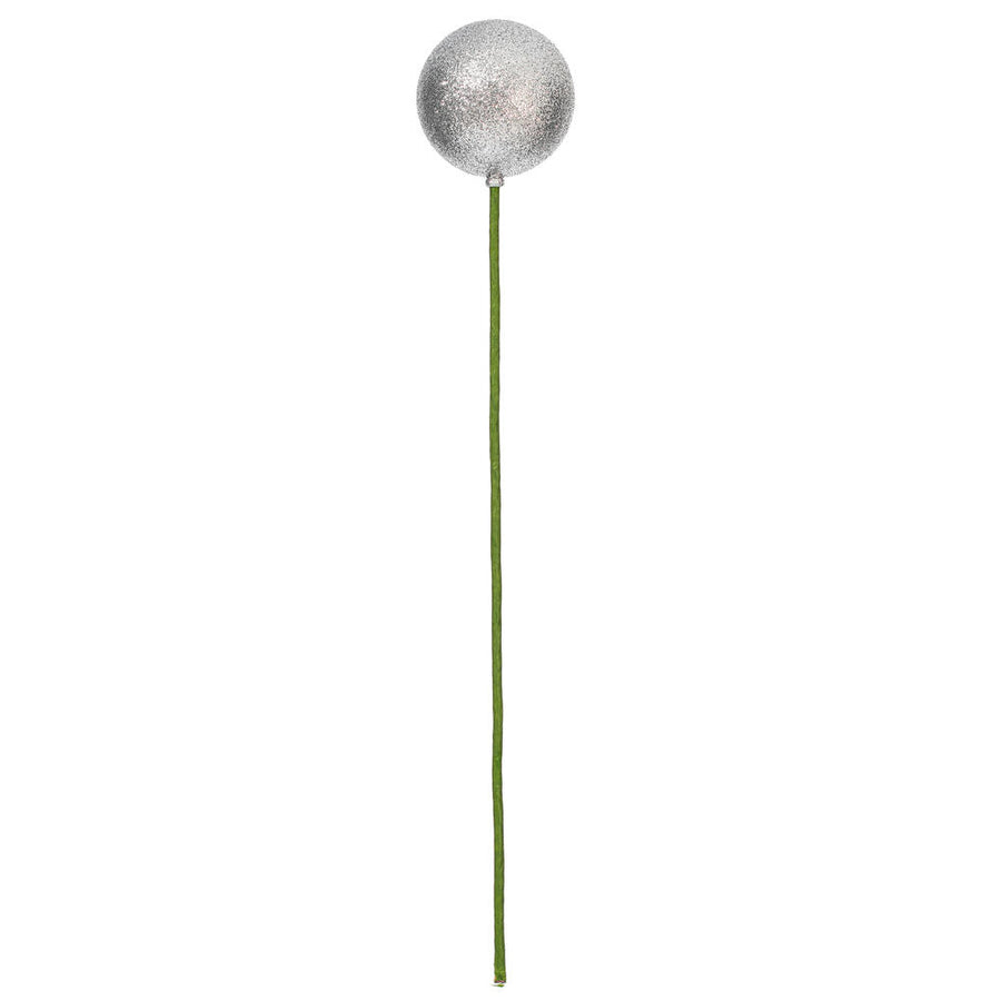 3" x 18" Silver Glitter Ball Stick