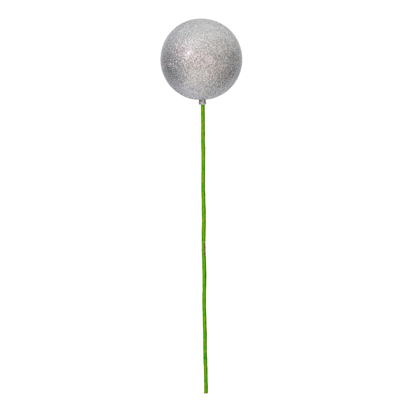 4" x 18" Silver Glitter Ball Stick