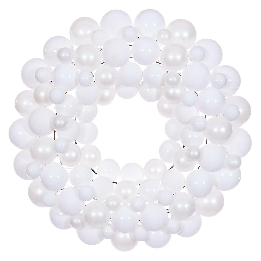 24" White Ball Wreath