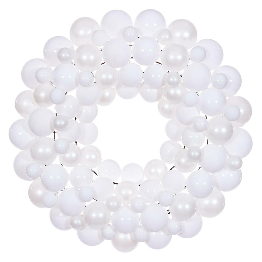 24" White Ball Wreath