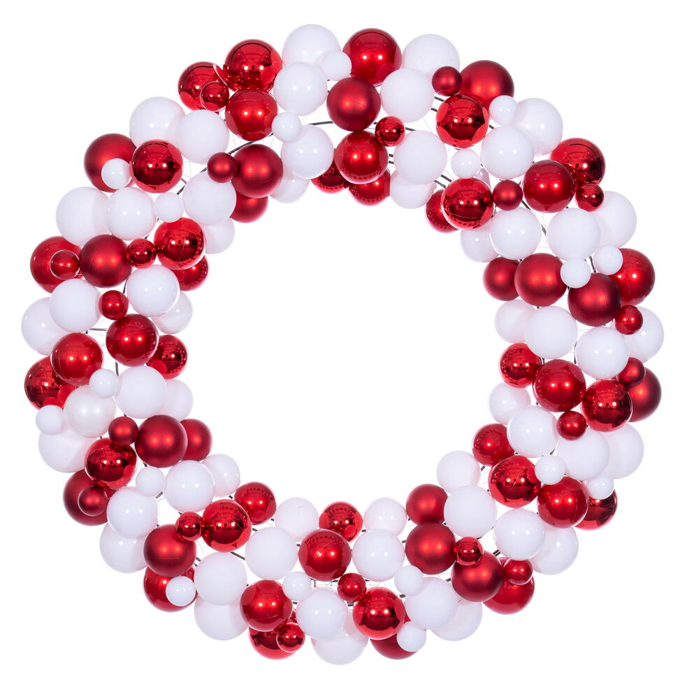 30" Red/White Ball Wreath