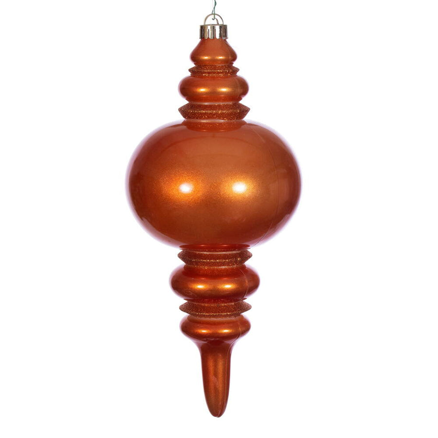 13" Burnish Orange Candy Glitter Finial