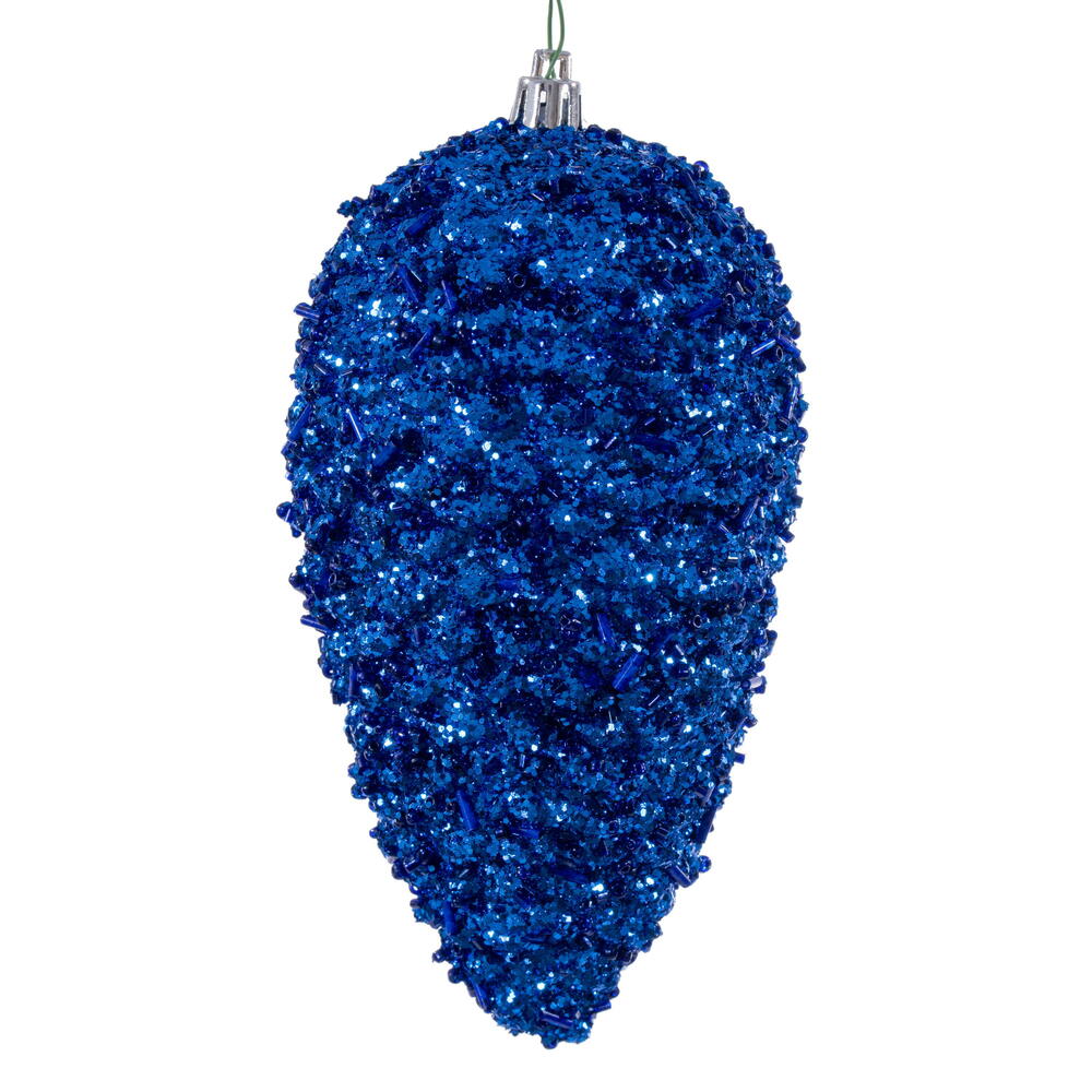 7" Blue Glitter Pinecone