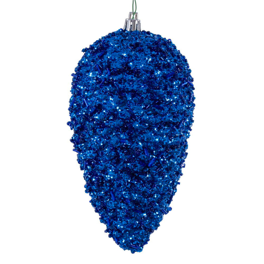7" Blue Glitter Pinecone