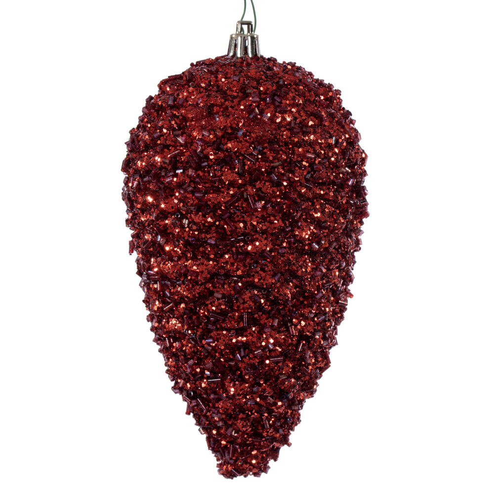 7" Burgundy Glitter Pinecone