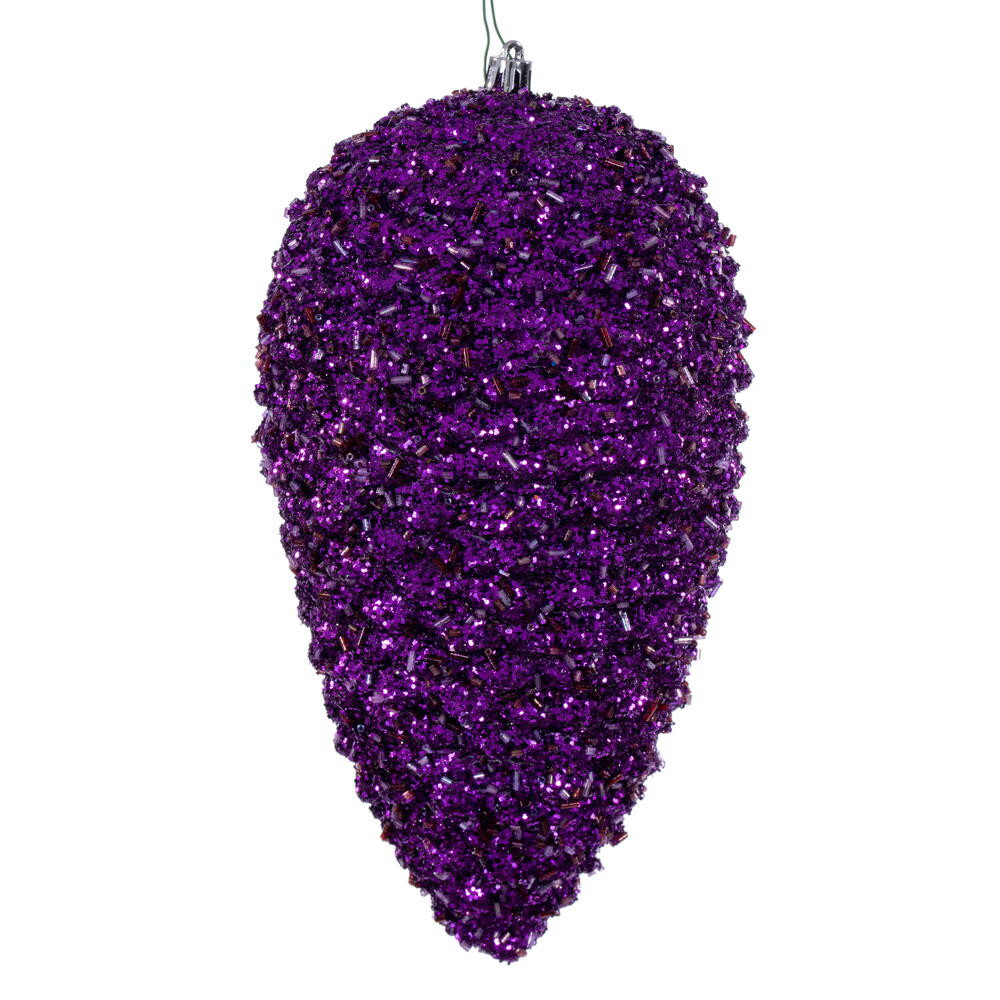 10" Plum Glitter Pinecone